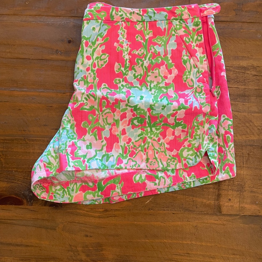 Lilly Pulitzer Vibrant Pink and Green Patterned Shorts